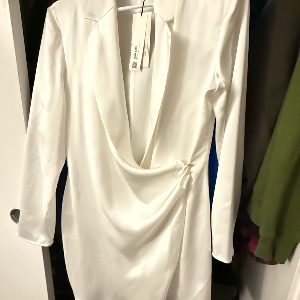 Zara White Draped Dress